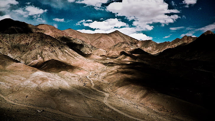 cordillera, montañas, marrón, colinas, cielo, valle, laderas, Fondo de pantalla HD