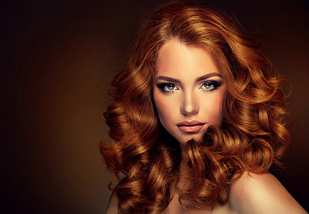 pomarańczowe włosy kobiety, dziewczyna, twarz, kobieta, piękna, usta, osoba, Tapety HD HD wallpaper