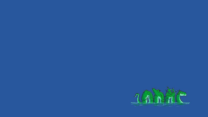 Monstro do Lago Ness, minimalismo, fundo azul, HD papel de parede