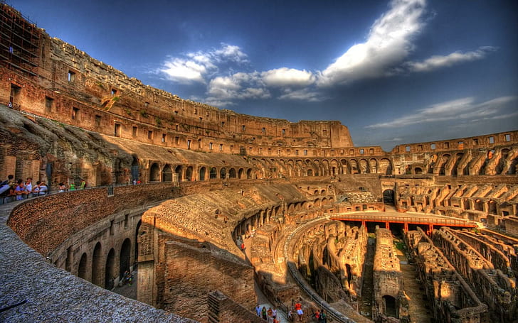 Coliseo, roma, roma, roma, hermosa, antigua, roma, arquitectura, italia, italia, monumentos, coliseo, nubes, Fondo de pantalla HD