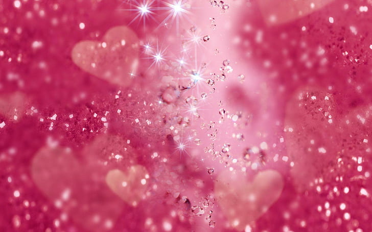 Herzen und Diamanten !!!, 3D-Kunst, Herz, Diamant, abstrakt, pink, 3d und abstrakt, HD-Hintergrundbild