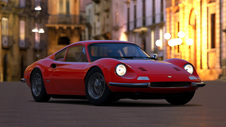 Swiss Classic World, Ferrari Dino, HD, 4k, червен, HD тапет