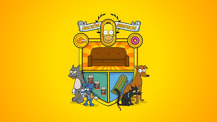 Die Simpsons Wallpaper, Die Simpsons, Homer Simpson, Juckreiz und Kratzer, einfacher Hintergrund, Donut, HD-Hintergrundbild