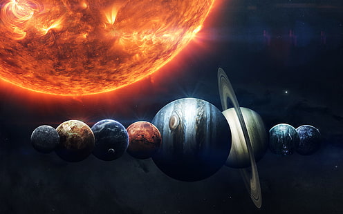 Planeten digitale Tapete, Planet, Sonne, digitale Kunst, Raum, Raumkunst, Vadim Sadovski, HD-Hintergrundbild HD wallpaper