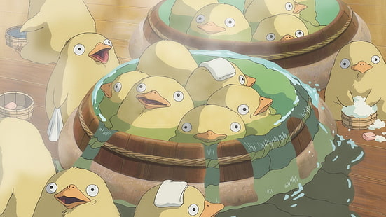 hayao miyazaki pájaros alejados bañándose 1920x1080 Animales Aves HD Art, BIRDS, Hayao Miyazaki, Fondo de pantalla HD HD wallpaper