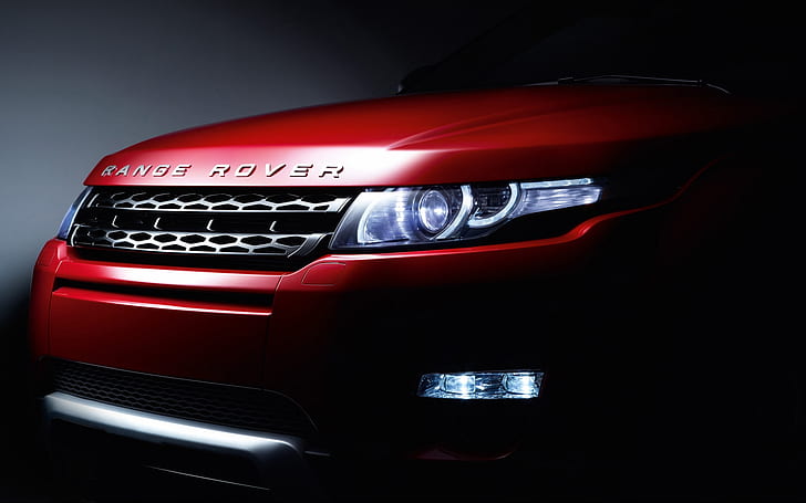 Reflektory Rover Evoque, czerwony Land Rover Range Rover, Tapety HD