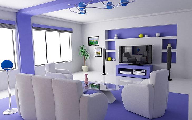 sofá branco de 3 lugares, vivendo, estilo, móveis, design, design de interiores, moderno, HD papel de parede