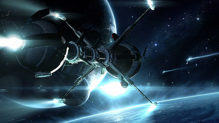 Sci Fi rymdskepp rymdskepp planeter stjärnor konst nedladdning, utrymme, nedladdning, bild, planeter, rymdskepp, rymdskepp, stjärnor, HD tapet