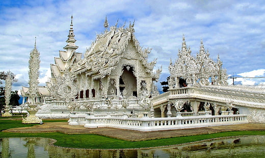 Храмы, Ват Ронг Кхун, Чианг Рай, Храм, Таиланд, HD обои HD wallpaper