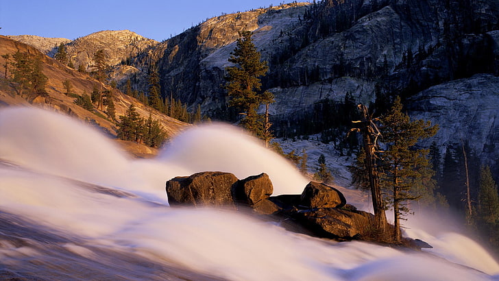 biały śnieg, Park Narodowy Yosemite, przyroda, krajobraz, góry, Tapety HD