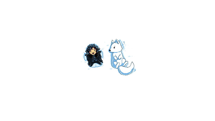 raposa azul e urso papel de parede dos desenhos animados, Game of Thrones, john snow, chibi, HD papel de parede