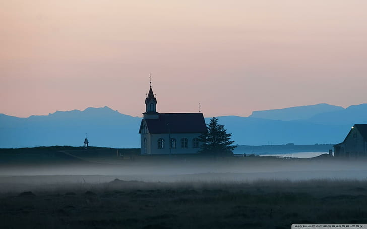 Church In Fog, landscape, churches, nature, nature and landscapes, HD wallpaper