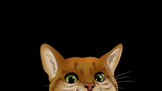 แมวตาเขียวการ์ตูนแอบมองหนวดแอบมองแอบมองลูกแมว, วอลล์เปเปอร์ HD HD wallpaper