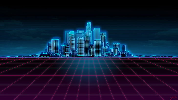 synthwave, cityscape, HD wallpaper