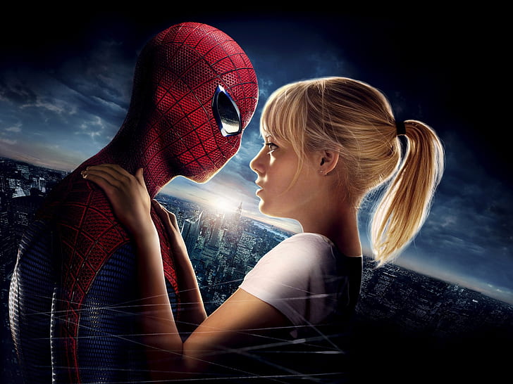 Эмма Стоун и Человек-паук в The Amazing Spider-Man, Эмма, Стоун, Spider, Man, Удивительный, HD обои