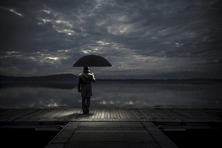 Alone, love, man, umbrella, sad, HD wallpaper | Wallpaperbetter