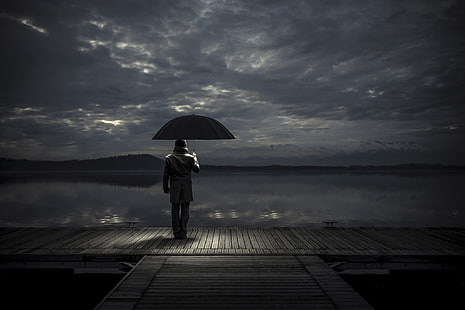 alone, love, man, umbrella, sad, HD wallpaper HD wallpaper