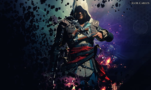 Edward Kenway, Assassin's Creed: Black Flag, affiche Assassin's Creed, Edward Kenway, Assassin's Creed: drapeau noir, Fond d'écran HD HD wallpaper