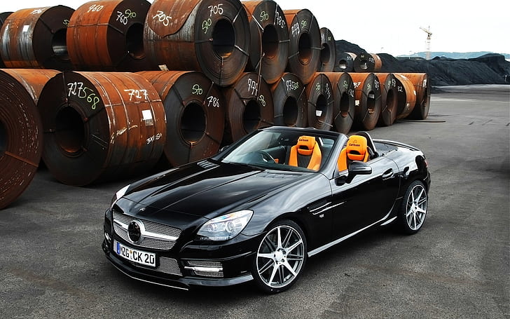 Carlsson Mercedes Benz SLK, black mercedes benz convertible coupe, Mercedes Benz SLK, HD wallpaper