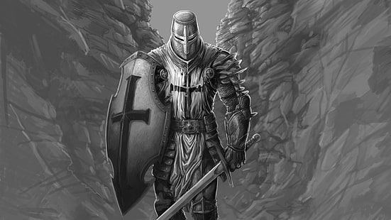  Fantasy, Knight, Shield, Sword, Warrior, HD wallpaper HD wallpaper
