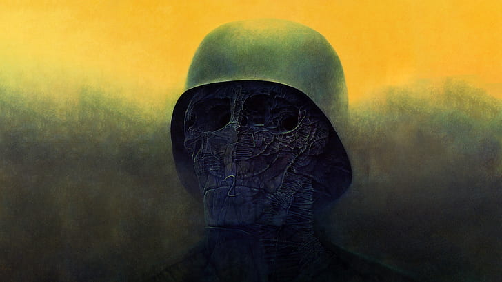Zdzisław Beksiński, fantastyczny realizm, przerażający, surrealistyczny, mroczny, wojenny, Tapety HD