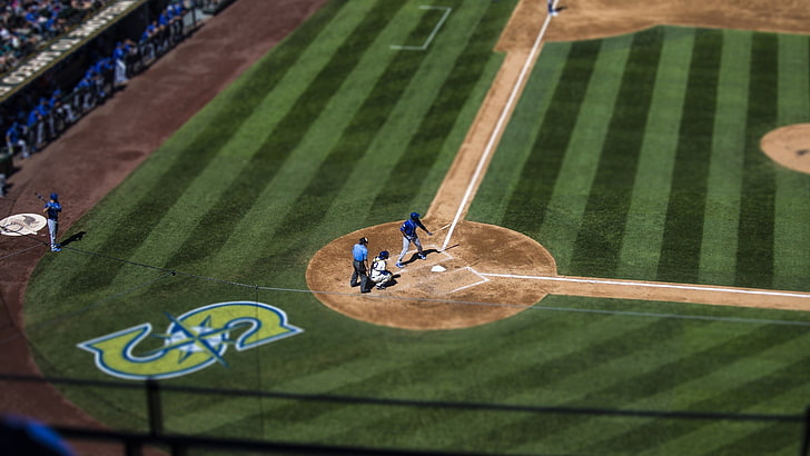 Herren blau Baseball Trikot, Baseball, Baseballschläger, Major League Baseball, Feld, Sport, Tilt Shift, Männer, Seattle, HD-Hintergrundbild