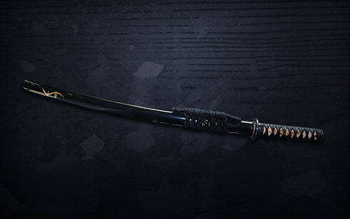 katana à manche noir, épée, katana, Fond d'écran HD HD wallpaper