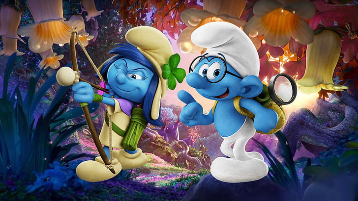 Smurfs The Lost Village Brainy Smurfs And Blossom Smurfs Desktop Hd Wallpaper for Pc Tablet and Mobile 3840 × 2160, HD тапет