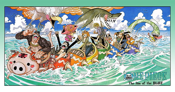 Обои One Piece, One Piece, Нами, Обезьяна Д. Луффи, Фрэнки, Тони Тони Чоппер, Санджи, Нико Робин, Ророноа Зоро, Усопп, морские монстры, море, HD обои HD wallpaper