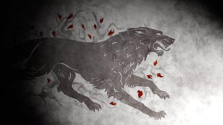 House Stark - Game of Thrones, gray wolf illustration, tv shows, 1920x1080, game of thrones, house stark, HD wallpaper