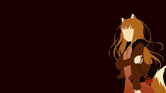 Anime, Spice and Wolf, Animal Ears, Brown Hair, Girl, Holo (Spice & Wolf), Long Hair, Minimalist, Tail, Tapety HD HD wallpaper