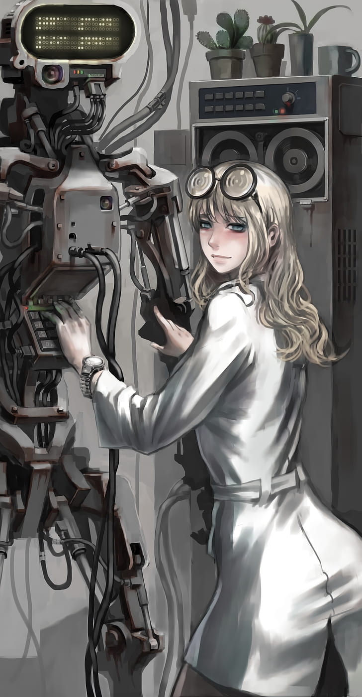 アニメ アニメの女の子 ロボット 長い髪 白髪 科学者 眼鏡 Hdデスクトップの壁紙 Wallpaperbetter