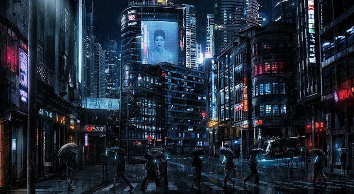 Blade Rrunner, Cyber, cyberpunk, Dark Cyberpunk, film, Sfondo HD