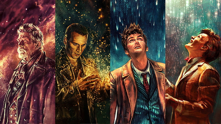 kolase ilustrasi favorit pria, Doctor Who, The Doctor, War Doctor, Doctor Kesembilan, Doctor Kesepuluh, Doctor Kesebelas, Hellblazer, Wallpaper HD