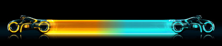 Abbildung eines gelben und blaugrünen Neonlichtbalkens, Tron, TRON: Legacy, HD-Hintergrundbild