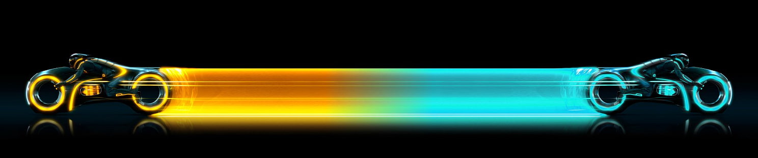 иллюстрация неоновой подсветки желтого и бирюзового цвета, Tron, TRON: Legacy, HD обои HD wallpaper
