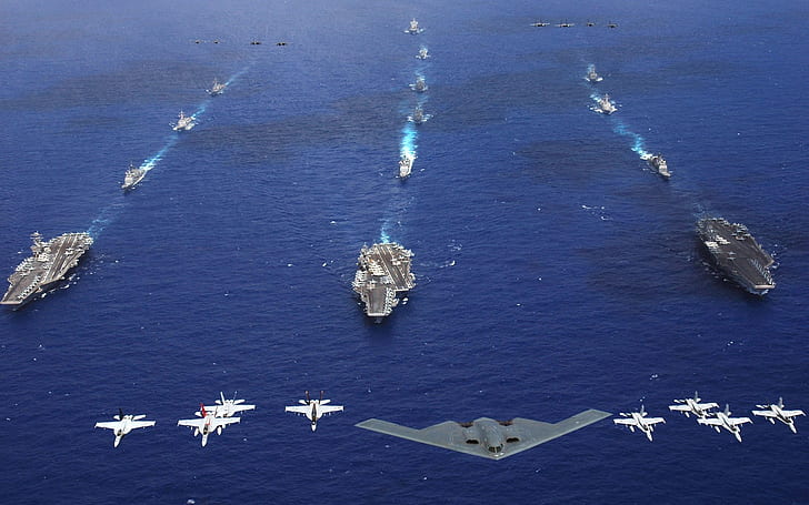 pesawat militer, pelatihan militer, kapal induk, Destroyer, jet fighter, pembom strategis, Wallpaper HD