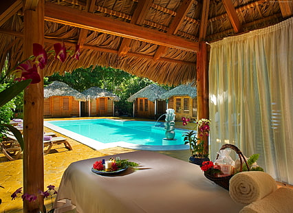 vacation, pool, Best Hotels of 2015, Dominikana, tourism, resort, Paradisus Punta Cana, travel, HD wallpaper HD wallpaper