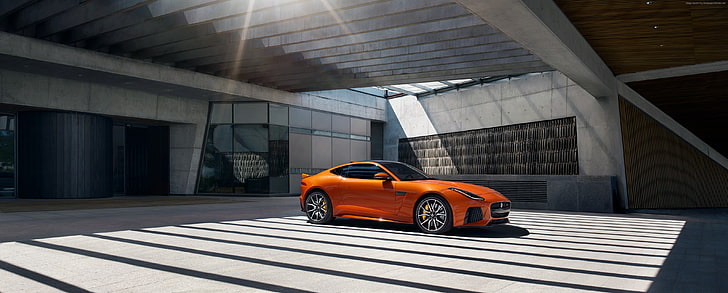 Jaguar F-Type SVR, orange, roadster, Geneva Auto Show 2016, HD wallpaper