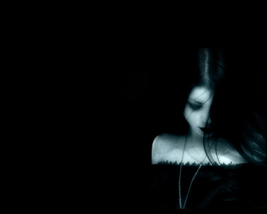 Gothic, rambut gelap, wanita, gadis fantasi, latar belakang hitam, latar belakang sederhana, goths, Wallpaper HD HD wallpaper