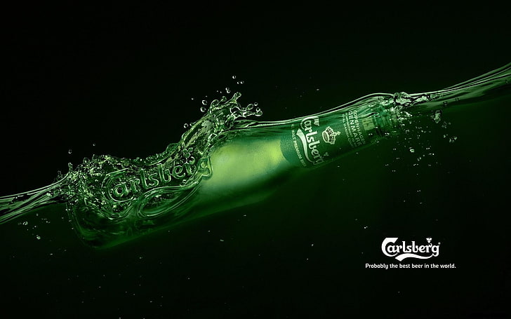 Publicité de bière Carlsberg, bouteille, bière, marque, Carlsberg, Fond d'écran HD