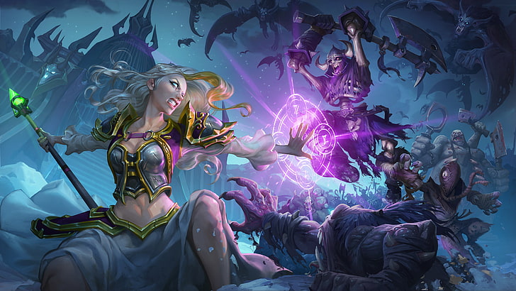 papel de parede digital de videogame, Hearthstone: Heroes of Warcraft, Cavaleiros do trono congelado, Jaina Proudmoore, videogame, magia, Blizzard Entertainment, HD papel de parede