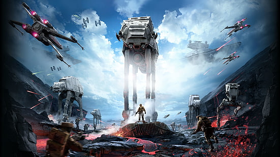 Star Wars-Film-Hintergrundbild, Star Wars: Battlefront, Star Wars, Videospiele, X-Wing, AT-AT, HD-Hintergrundbild HD wallpaper