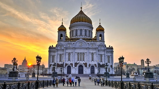 Katedral, Kilise, Moskova, Rusya, insanlar, alacakaranlıkta, Katedral, Kilise, Moskova, Rusya, Insanlar, Alacakaranlıkta, HD masaüstü duvar kağıdı HD wallpaper