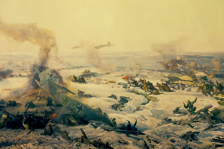World War 2 painting, panorama, Museum, fragment, the hero-city of Volgograd, 