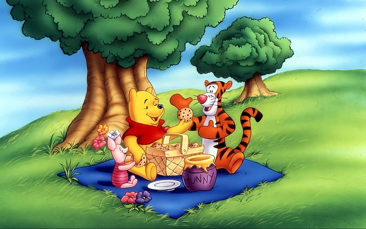 Ilustração de Winnie The Pooh, Winnie the Pooh, Tigger e Leitão, Desenhos animados, HD papel de parede