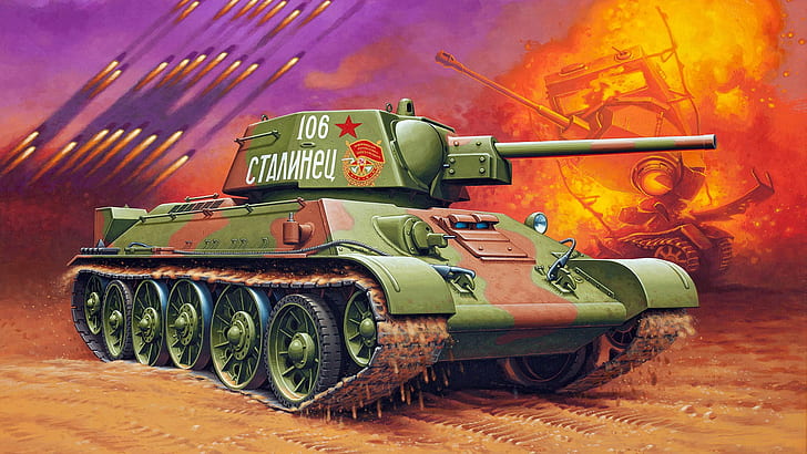 T-34, Rote Armee, sowjetischer mittlerer Panzer, vierunddreißig, STALINETS, HD-Hintergrundbild