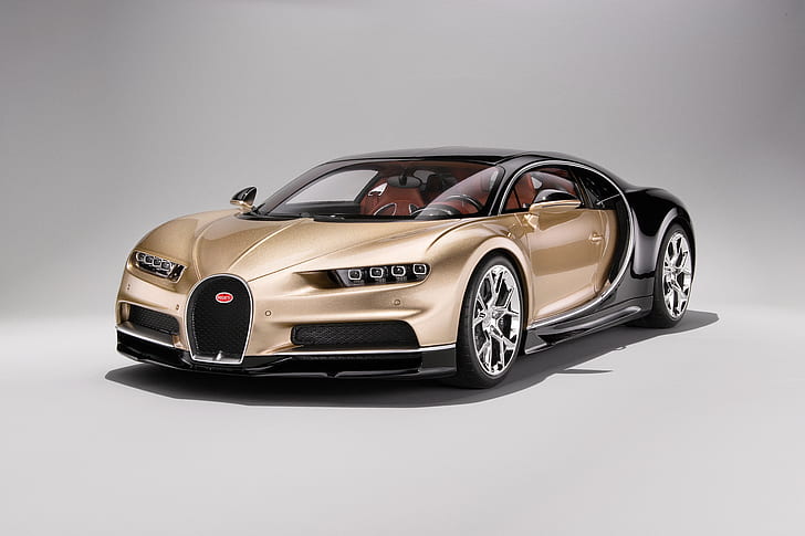 Bugatti, Bugatti Chiron, Mobil Beige, Mobil, Mobil Sport, Supercar, Kendaraan, Wallpaper HD
