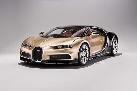 Bugatti, Bugatti Chiron, รถสีเบจ, รถยนต์, รถสปอร์ต, ซูเปอร์คาร์, ยานพาหนะ, วอลล์เปเปอร์ HD HD wallpaper