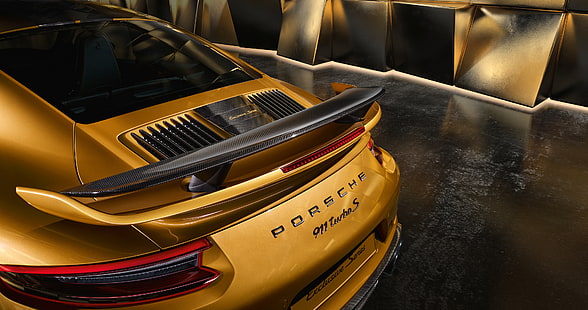2017, Rear spoiler, 4K, Porsche 911 Turbo S Exclusive Series, HD wallpaper HD wallpaper